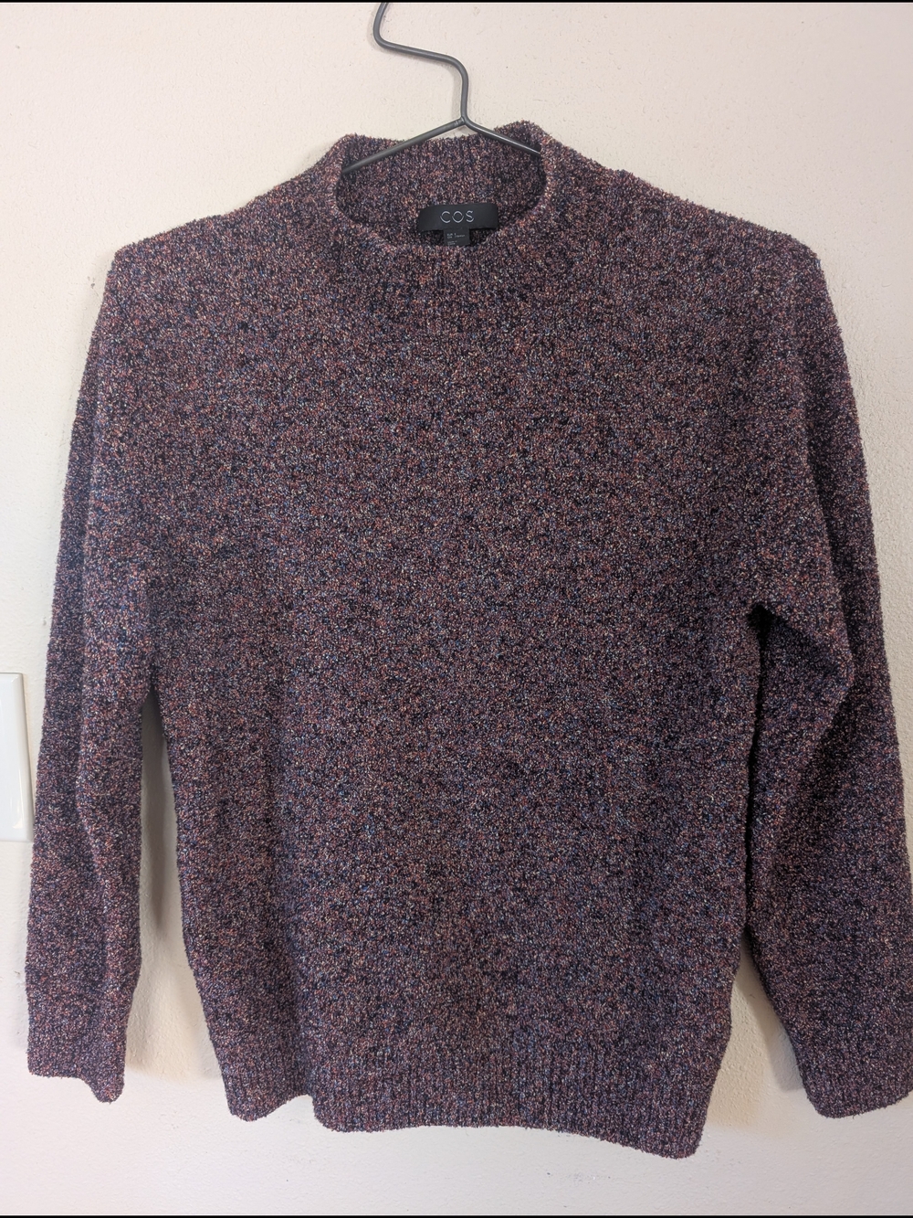 COS Men’s Speckled Crewneck Sweater in Heathered Red, Purple